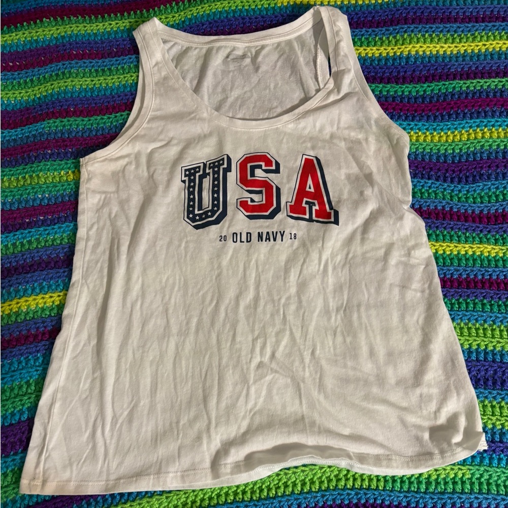 Old Navy White Tank Top USA Women’s M Medium